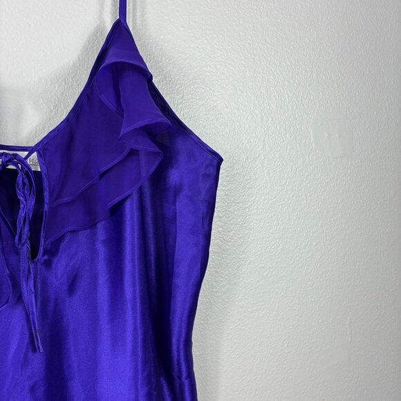 VTG Y2K 90s Adonna Ruffled Amethyst Purple Lingerie Slip Dress Sz Large Coquette - Picture 3 of 7